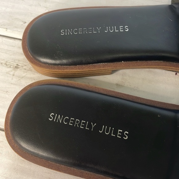 Sincerely Jules Black Silver Studded Slip On Slide Sandals - Picture 8 of 11